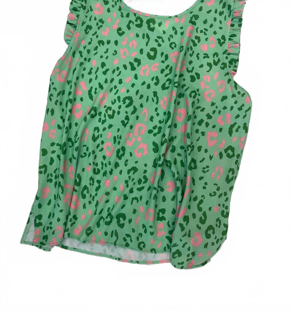 NEW COTTON BLEU women's leopard tank in green